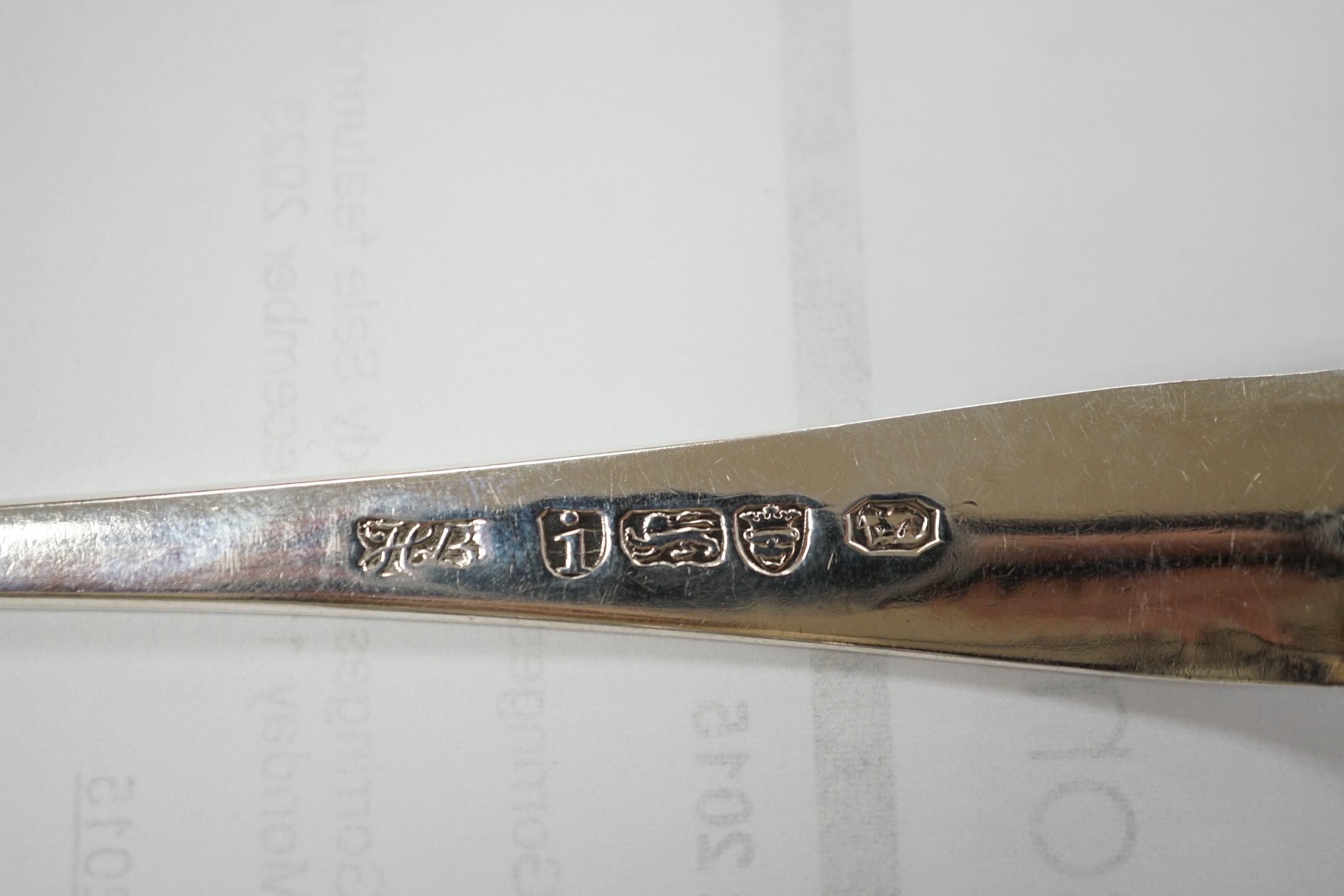 A pair of George III silver Old English pattern 'berry' spoons by Hester Bateman, London, 1784, 21.7cm, 3.6oz.